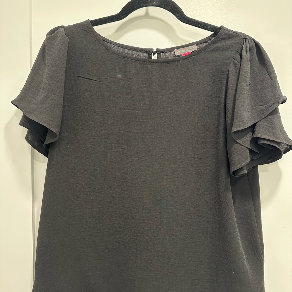 Vince Camuto Black Ruffle Sleeve Blouse